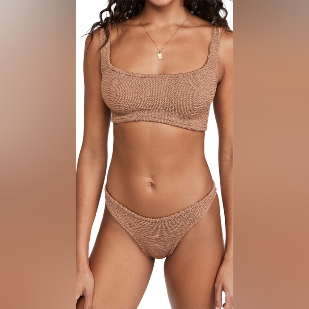 Hunza G Xandra Cocoa Metallic Two Piece Bikini Set